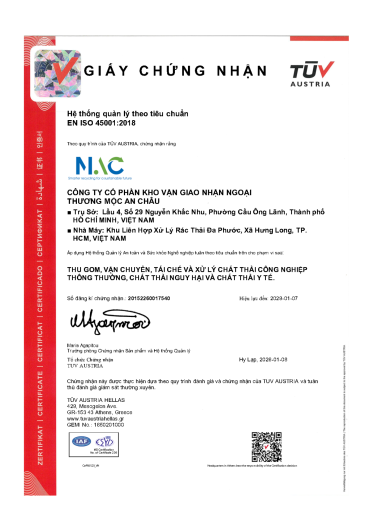 Giấy chứng nhận ISO 45001:2018 VN
