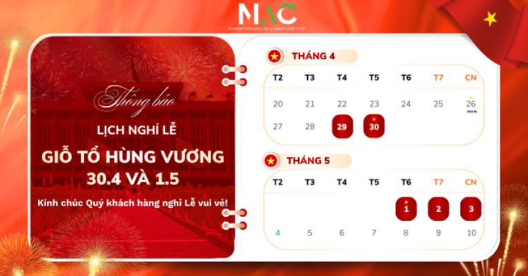 THÔNG BÁO LỊCH NGHỈ LỄ GIỖ TỔ HÙNG VƯƠNG, 30/4 VÀ 01/5 NĂM 2026